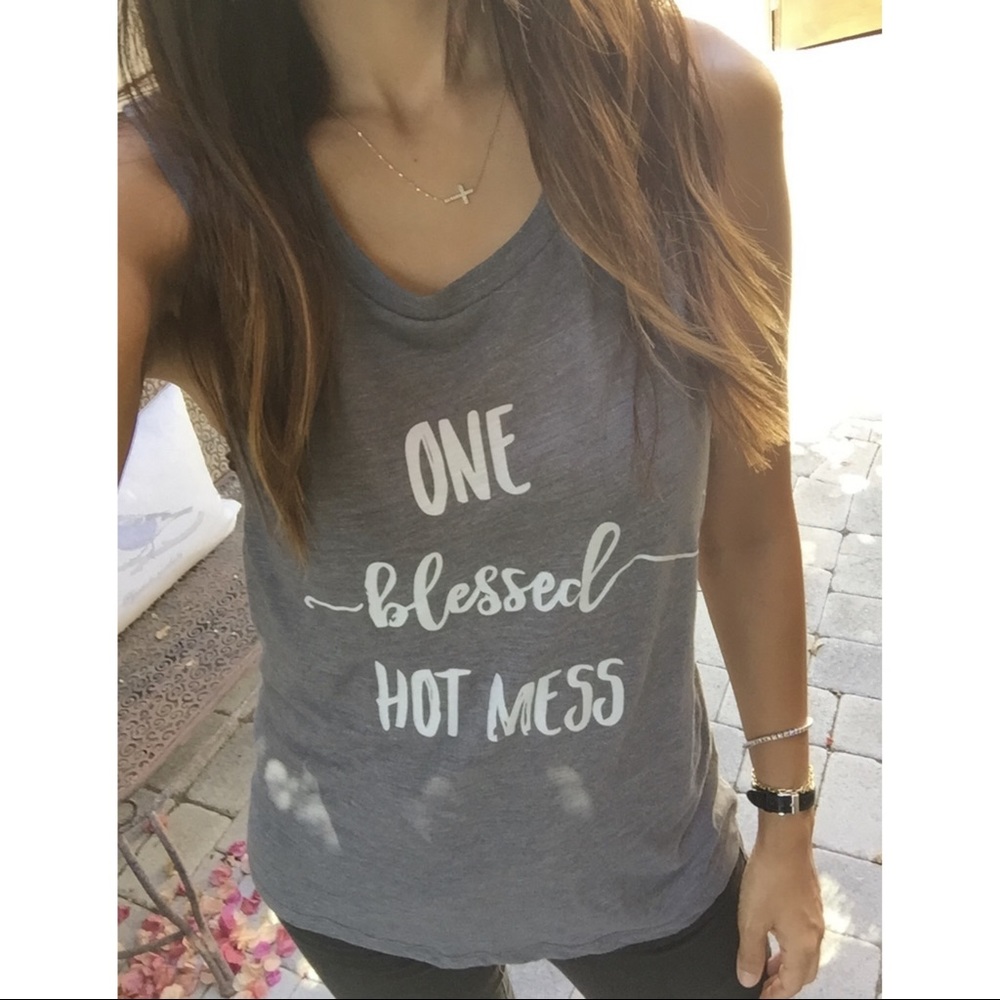 NWOT! NICKY + STELLA “One Blessed Hot Mess” Tank